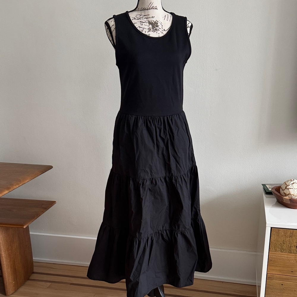 Cynthia Rowley Black Tiered Midi Dress